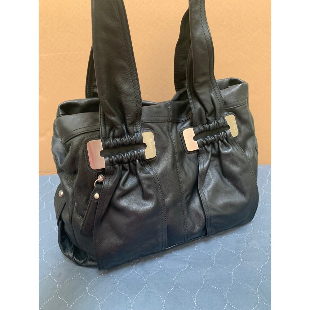 B MAKOWSKY Large Butter Soft Black Leather Double Strap Shoulder Bag Tote - Picture 16 of 16